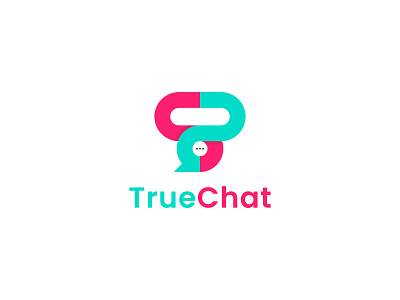 TrueChat app icon logo design, T modern logo mark.