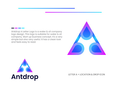 Letter A drop & location icon Logo Design, Modern Logo