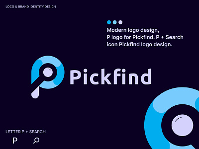 P logo for Pickfind, P + Search Icon Logo Concept abstract app logo best logo designer brand identity branding business logo company logo creative logo graphic design letter p logo logo logo design logo designer logo presentation modern logo p p logo popular dribbble shots search icon logo search logo