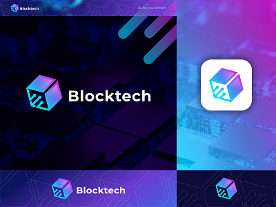 Blockchain Technology Logo bitcoin blockchain blockchain logo brand identity branding crypto crypto exchange crypto wallet cryptoart cryptocurrency ecommerce ethereum geometric graphic design isometric logo logo design nft logo tech technology