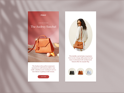 Design for Italic Teaser Email ecommerce email fashion layout design luxury ui user interface