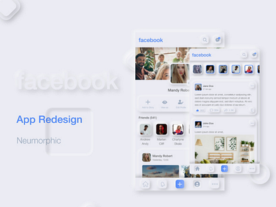 Facebook Neumorphic Redesign App redesign facebook neumorphic