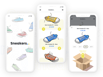 Sneakers App Design adobexd android appdesign dailyui design ios mobileapp shoes sneakers ui uidesign uiux uiux ux uxdesign