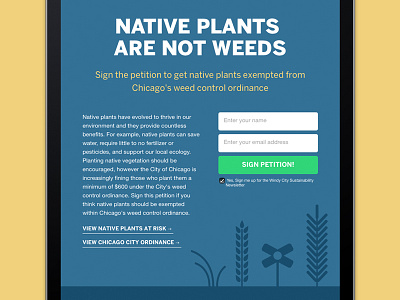 Native Plants 1 pager chicago design development ecology nature petition plants politics simple space typography