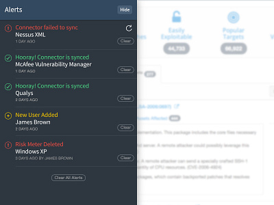 Alert Panel Exploration alert dark james brown kenna kennasecurity notification panel ui web application