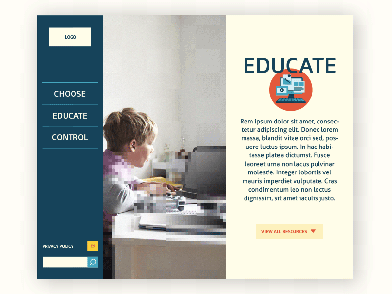 In the works... educate flat minimal scroll ui ux website