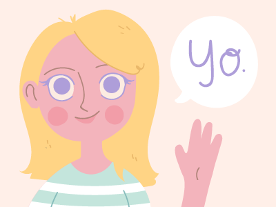 Why hello there - less outlines! design flat hi illustration pastel portait self soft sup yo