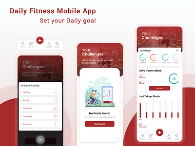 Daily Fitness Mobile App app design fitness app fitness ui goal setup