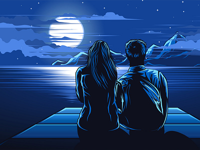 moonlight illustration vector