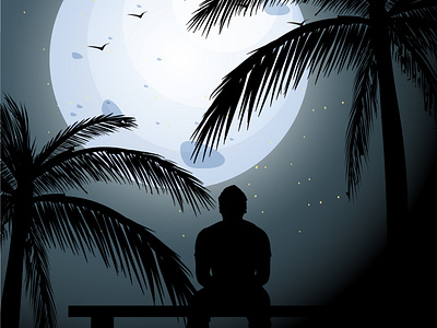 A man watching moon illustration vector