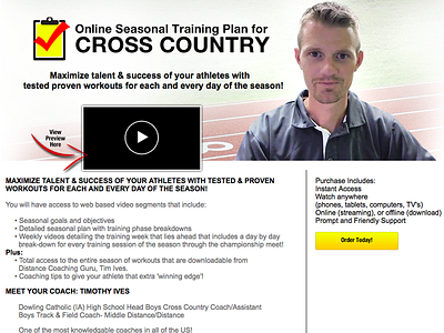 Online Seasonal Training Plan for Cross Country Landing Page landing page web