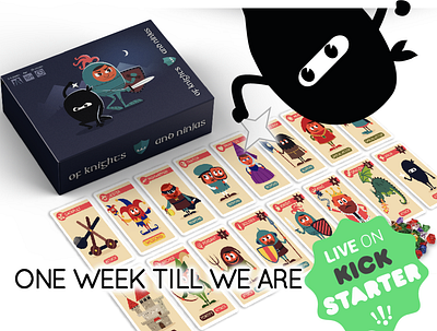 Of Knights and Ninjas launching on Kickstarter Feb 11th! card game design game illustration kickstarter knights medieval