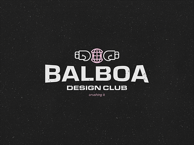 Balboa | Crushing it black boxing gloves branding globes logo pink typogaphy vector