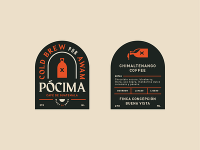 Cold Brew Label - Pócima branding design graphic design guatemala illustration lettering logo monogram typ typography vector