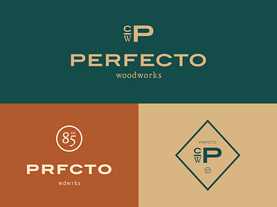 Perfecto WoodWorks branding carpenter guatemala logo perfecto typography vector