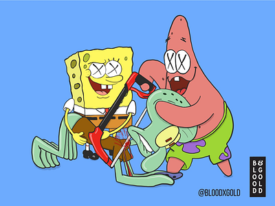 F Is For Friends Who Do Stuff Together decapitation digital art illustration parody patrick pop art popsurrealism saw spongebob