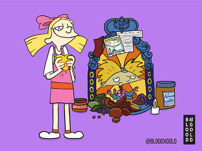 Oh, My Football-Headed Love God! 90s kid cartoon decapitation digital art hey arnold illustration nickelodeon parody