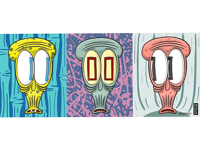 I’m Squidward. He’s Squidward. We’re All Squidward... digital art drawing illustration patrick pop art spongebob squidward triptych