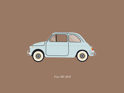 Fiat 500 1950 1950 car classic fiat fiat500 illustration retro vector