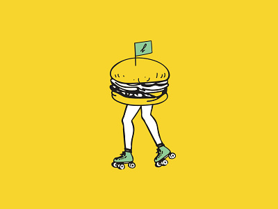 Rolling Burger burger logo reject skate