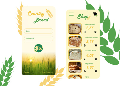 Country Bread app bread design healthy screens ui ui design uiux ux