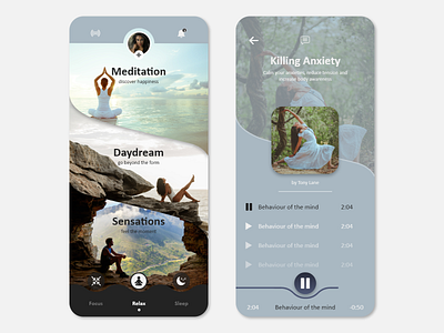 Meditation App Shot app creative design illustration meditation relaxing sleep ui ux