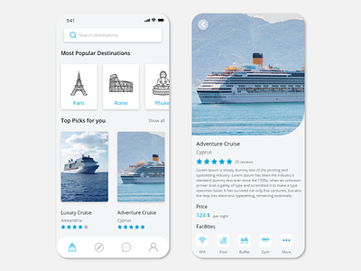 Cruise Booking Shot app booking clean creative cruise design illustration simple smart ui ux