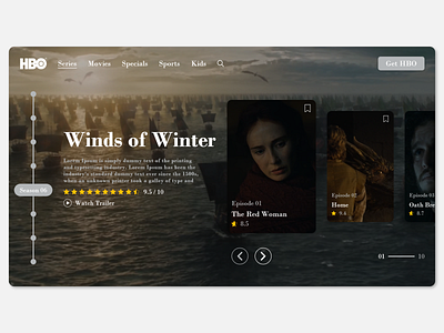 HBO Series Revamp clean creative design game of thrones revamp series simple smart ui ux