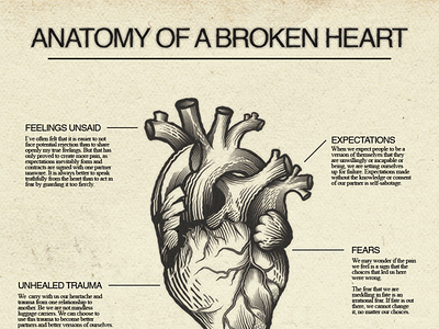 Anatomy of a Broken Heart broken heart typography design vintage