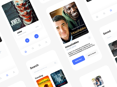Kino. | Mobile App For Movie Searching app blue design dribbble figma flat ios minimal mobile movie app searching ui uidesign ux
