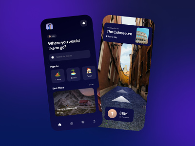 Travel Mobile App - Dark UI darkmode darkui design dribbble figma minimal mobileapp travel travelapp ui uidesign ux