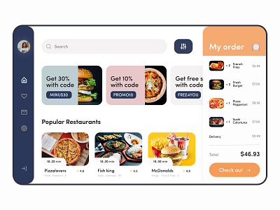 Food Delivery Dashboard dashboard delivery design dribbble figma flat food minimal ui uidesign ux web