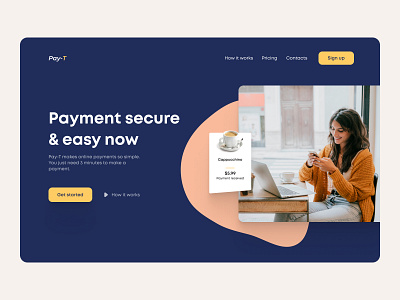 Landing Page For Payments design dribbble figma flat landingpage minimal navy blue pay payment app payments ui uidesign ux web