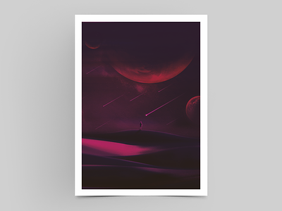 Deserted gradients illustration painting planet poster space star wacom