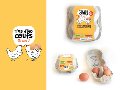 Packaging - Illustration - T'as d'Bio Oeufs design draw drawing food graphic design identity illustration logo packaging