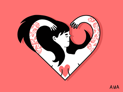 Lady of Heart art design heart illustration love tattoo woman