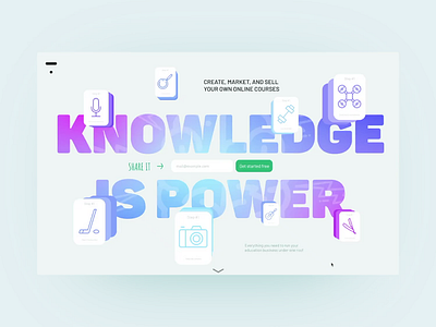 Thinkific | Knowledge is Power animation b2b dribbbleweeklywarmup education figma landing page rebound tilda web design website