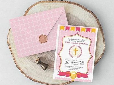 Diseño de tarjeta de invitación para bautizo