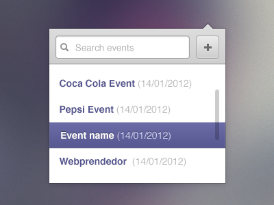 Search events add dropdown gradient search tooltip violet