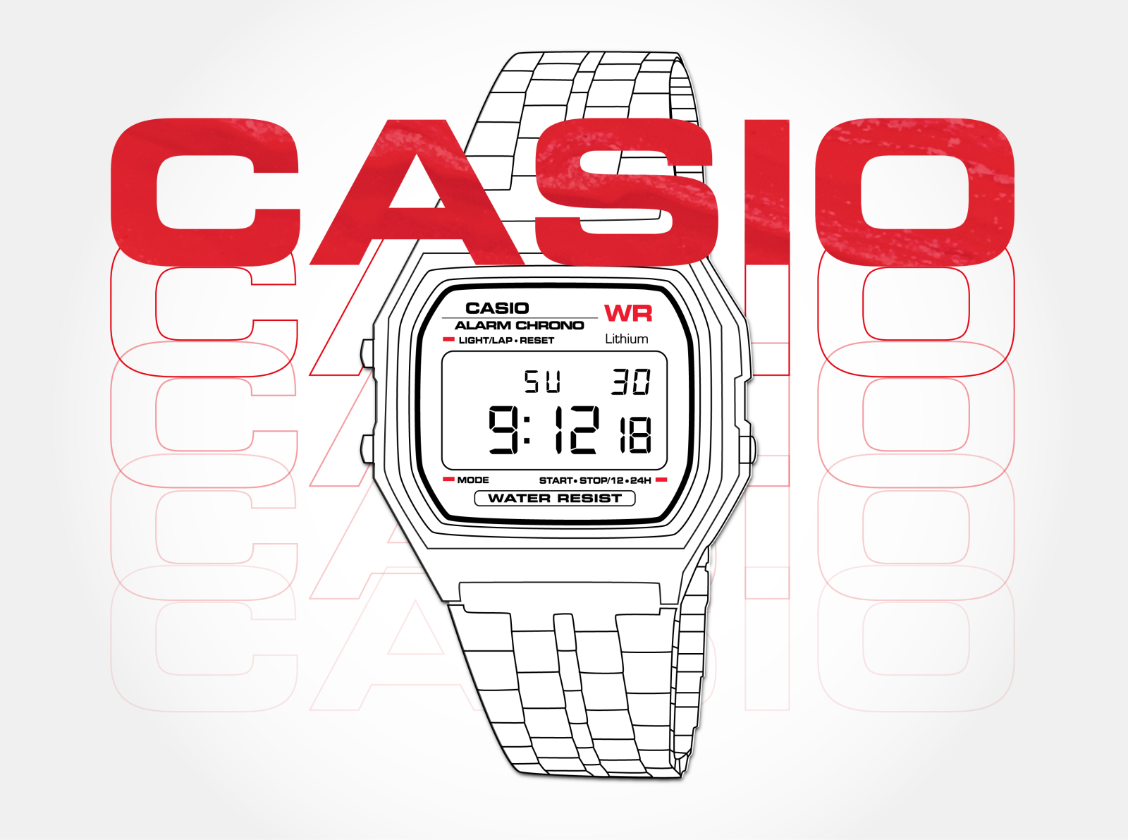 นาฬิกา Casio ภาพประกอบโดย Santiagoนาฬิกา Casio ภาพประกอบโดย Santiago  