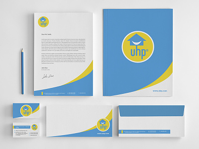 UHP STATIONERY blue brand branding corporate creative direction design graphic design identity logo yellow