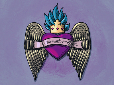 Winged heart digital drawing digital ilustration drawing heart illustration mexican style