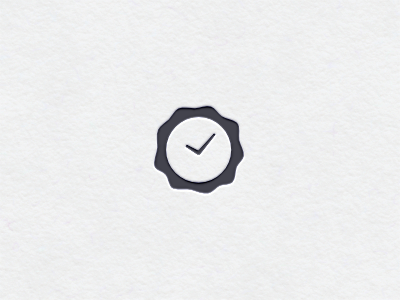 It was kind of like... a bummer. checkmark clock emboss logo paper texture