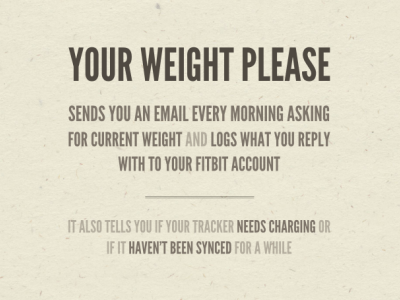 Your Weight Please project weekend