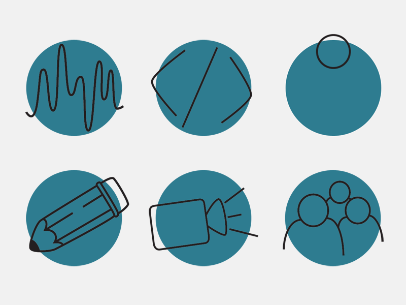 Icons for my on-line portfolio animation audio camera design gif icons online portfolio social social media video web design