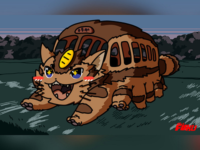 a redraw - ネコバス anime anime inspired cat catbus characterdesign digital illustration illustration kawaii nekobasu thefuku thefuku