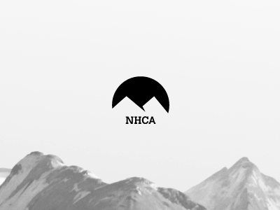 NHCA Logo backpacking black and white camping logo mountains outdoors ski snowboarding trees