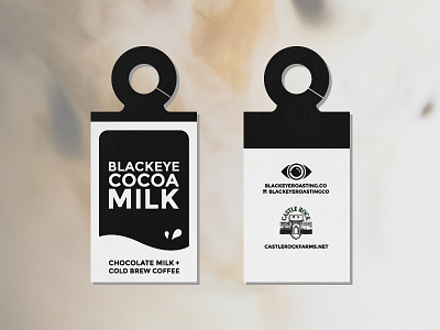 Blackeye Cocoa Milk Tag blackeye branding brew castle coffee cold farms label logo mark milk rock