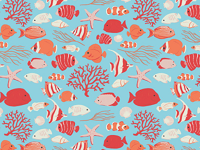 Reef coral digital fish nautical ocean painting pattern photoshop reef