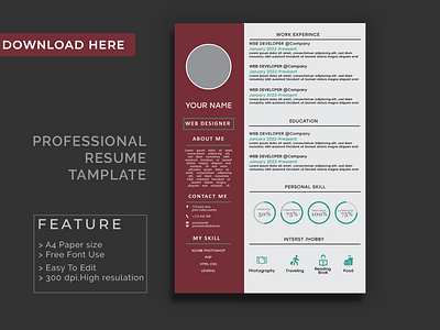 Professional CV/Resume Template clean resume word template cv free cv free resume template